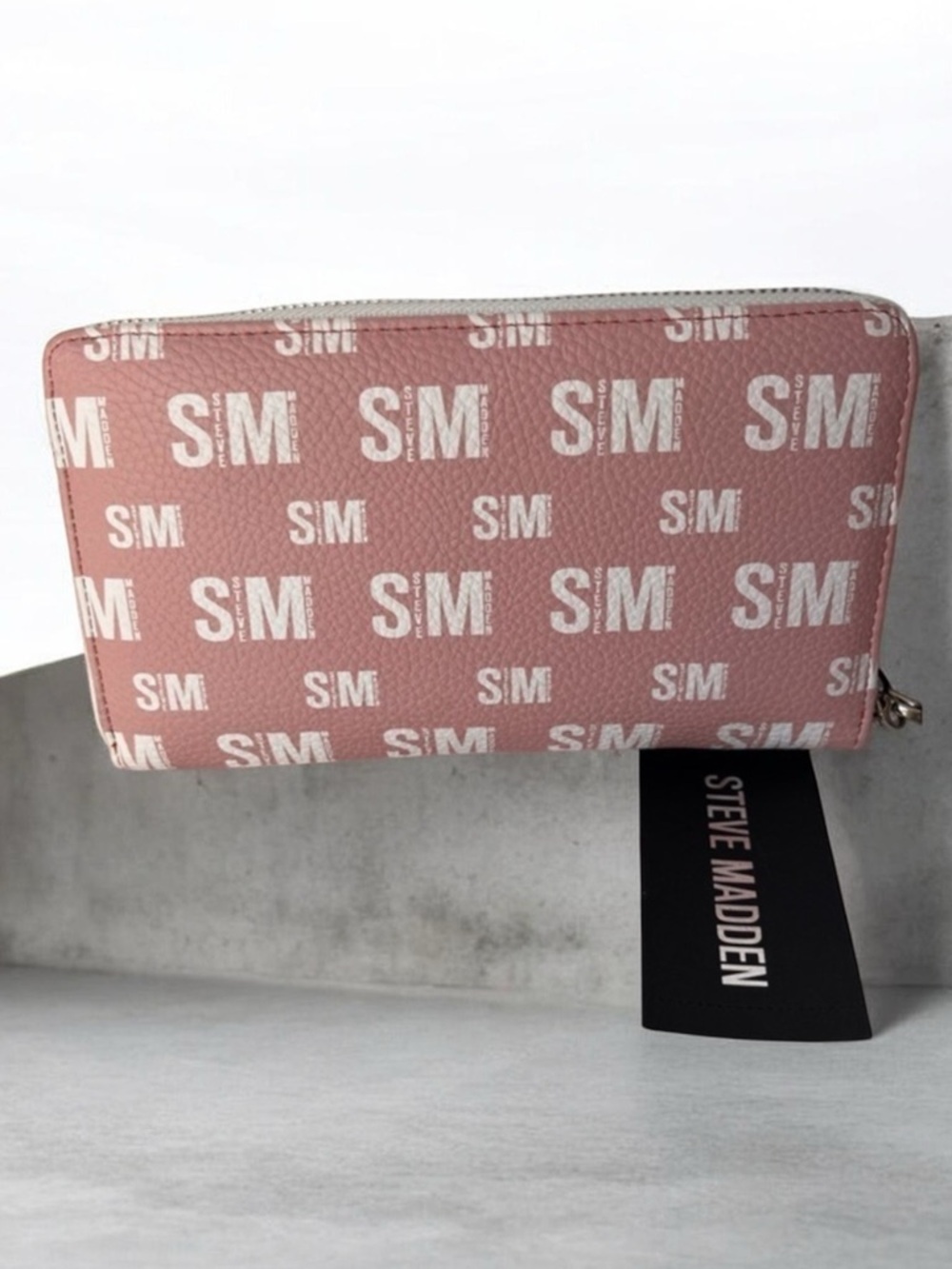 - Steve Madden BZIP-LO orange pink Multi Logo Zip Around Wallet